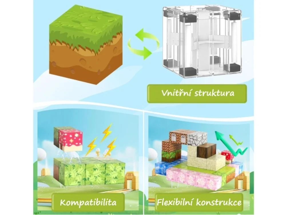 Kaladėlės vidus: magnetai įtvirtinti plastikiniame karkase