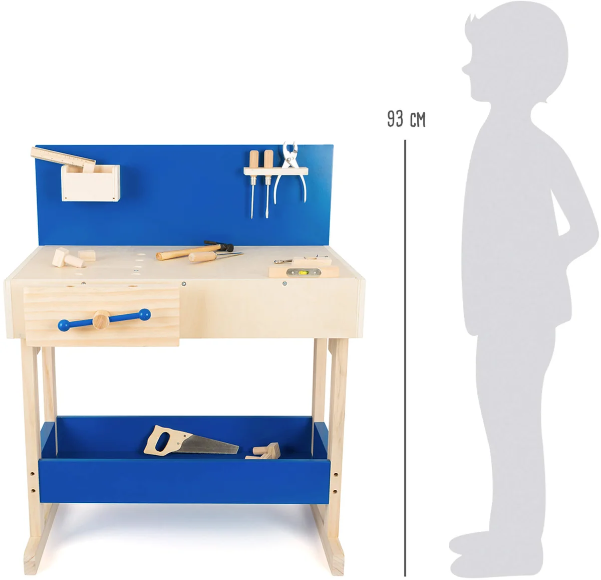 Darbastalio aukštis – 93 cm, šalia vaiko siluetas