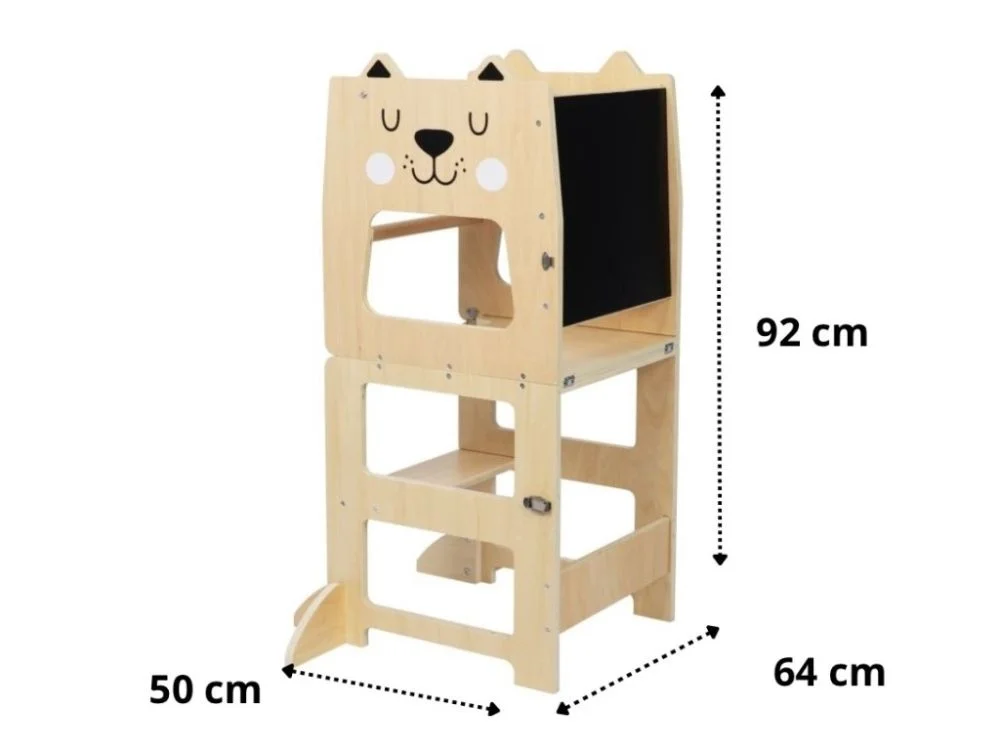 Bokšto matmenų brėžinys: aukštis 92 cm, kiti matmenys 64 ir 50 cm